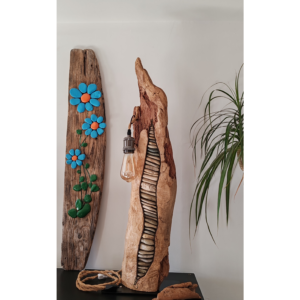 Sculpture Lampe en Bois Flotté