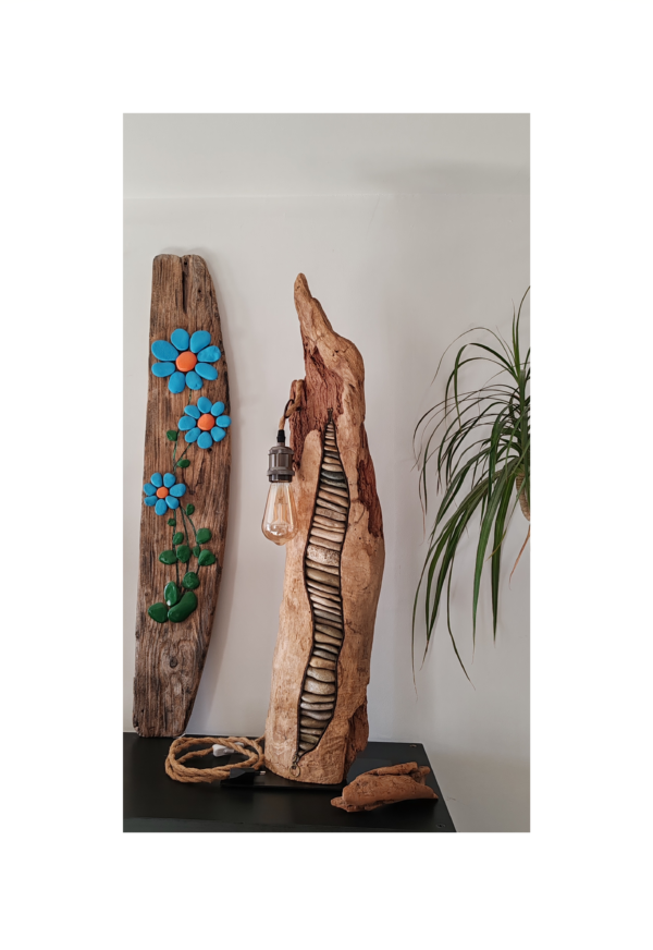 Sculpture Lampe en Bois Flotté