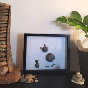 Cadre décoratif Chat avec des galets