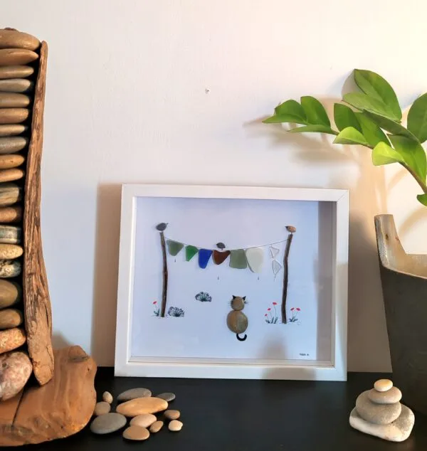 Cadre avec des Verre de Mer et Galets